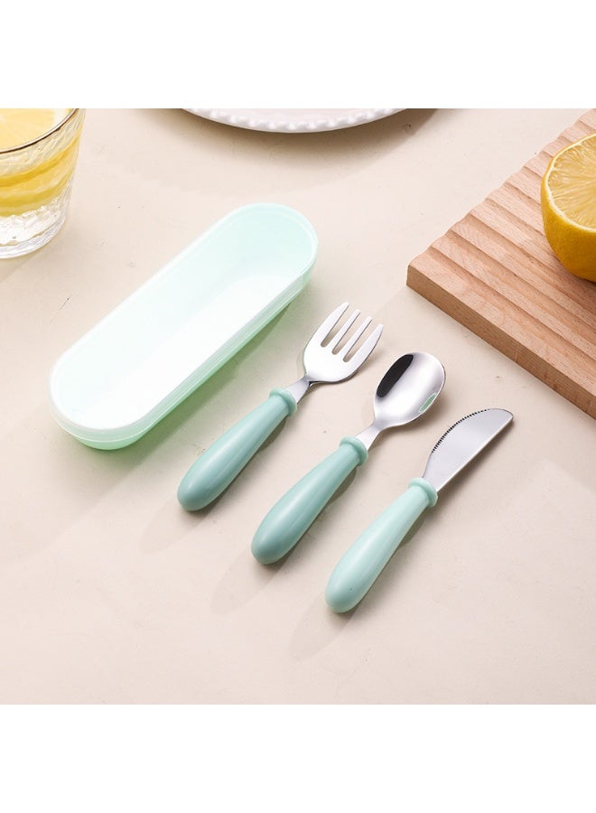 304 Stainless Steel Children's Spoon Fork Suit Student Baby Feeding Tableware Baby Dining Portable Box